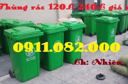 Cung cấp thùng rác giá rẻ ở vĩnh long hàng chất lượng- thùng rác ngoài trời nắp kín thùng rác 120l- lh 0911082000