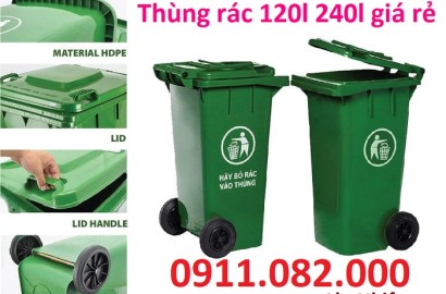 Sỉ lẻ thùng rác 120l 240L 660L giá rẻ tại vĩnh long - thùng rác ngoài trời- lh 0911082000