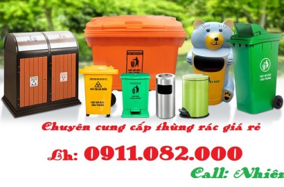 Đại hạ giá thùng rác nhựa giá rẻ- Thùng rác 120l 240l 660l màu xanh- 0911082000
