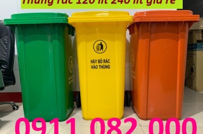 Cung cấp thùng rác y tế đạp chân- thùng phân loại rác 120l 240l giá rẻ- lh 0911082000