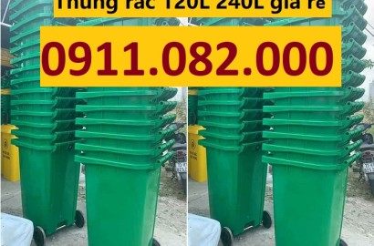 Thùng rác chính hãng giá rẻ tại cần thơ- thùng rác nắp kín 240 lít- lh 0911082000