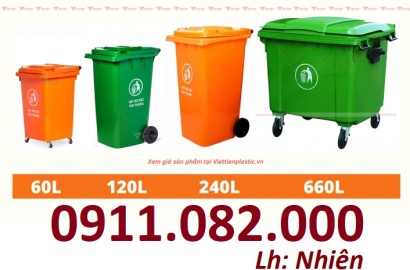 Cung cấp thùng rác phân loại, thùng rác chất lượng , thùng rác 120l 240l giá rẻ tại an giang- lh 0911082000